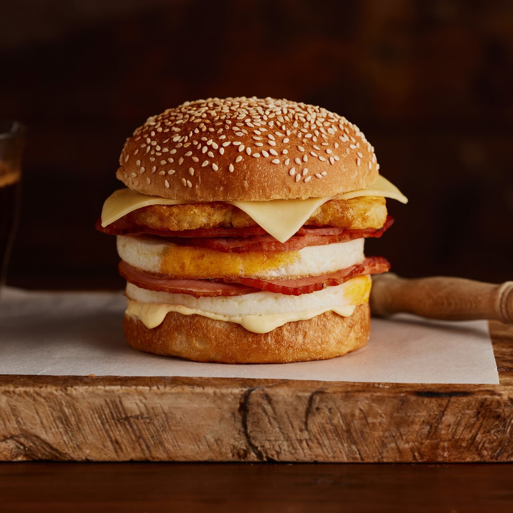 Dbl Egg Dbl Bacon Hashbrown Brekky Bun