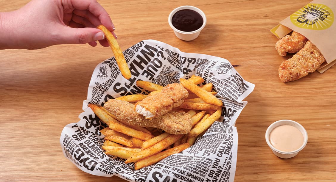 Crispy Chicken Tenders and Fries with Sweet Chipotle BBQ Sauce